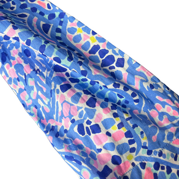 Lilly Pulitzer Amelia Island Tunic Blue Quarter Sleeve Blouse Cotton Large Women - Picture 3 of 7